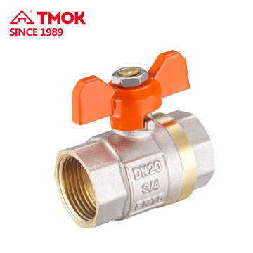 1/2"x1/2" Double Female Brass Ball Valve Good Quality Long Stem Brass Nickle Plated Ball Valves